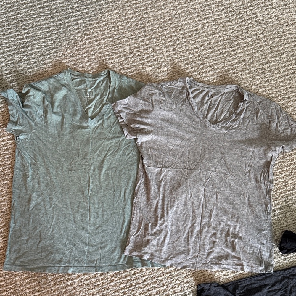 Armani Exchange Gray V-Neck Pima cotton T-Shirt bundle of 2